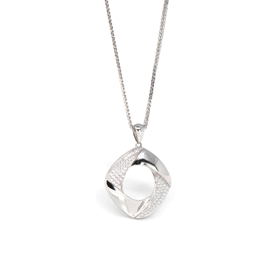 Baikalla Jewelry gemstone jewelry 18k White Gold Necklace With Zircon