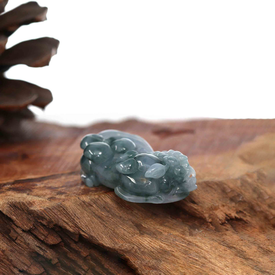 Baikalla Jewelry genuine jadeite carving Genuine Burmese Ice deep Blue Green Jadeite Jade PiXiu Pendant Necklace