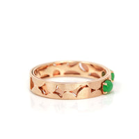 Baikalla Jewelry Jadeite Engagement Ring Baikalla™ "Orla" 18k Rose Gold Natural Imperial Jadeite Wedding Band