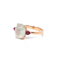 Baikalla Jewelry Jadeite Engagement Ring Baikalla "Sarah" 18k Rose Gold Natural Ice Jadeite & Tourmaline Engagement Ring