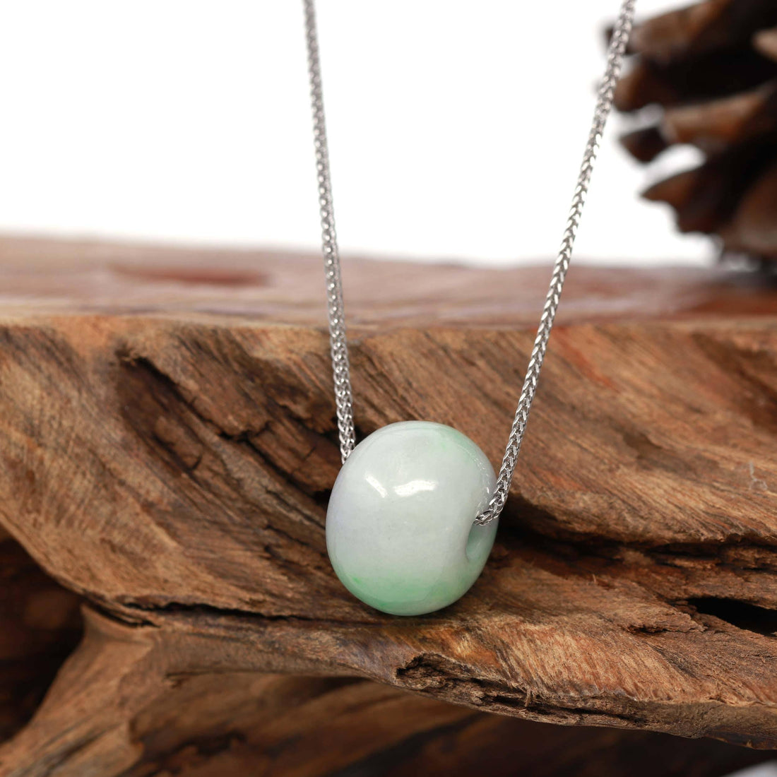 Baikalla Jewelry Jade Pendant Necklace Baikalla™ "Good Luck Button" Necklace Real Blue-Green Jade Lucky TongTong Pendant Necklace