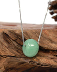 Baikalla Jewelry Jade Pendant Necklace Baikalla™ "Good Luck Button" Necklace Real Green Jade Lucky TongTong Pendant Necklace