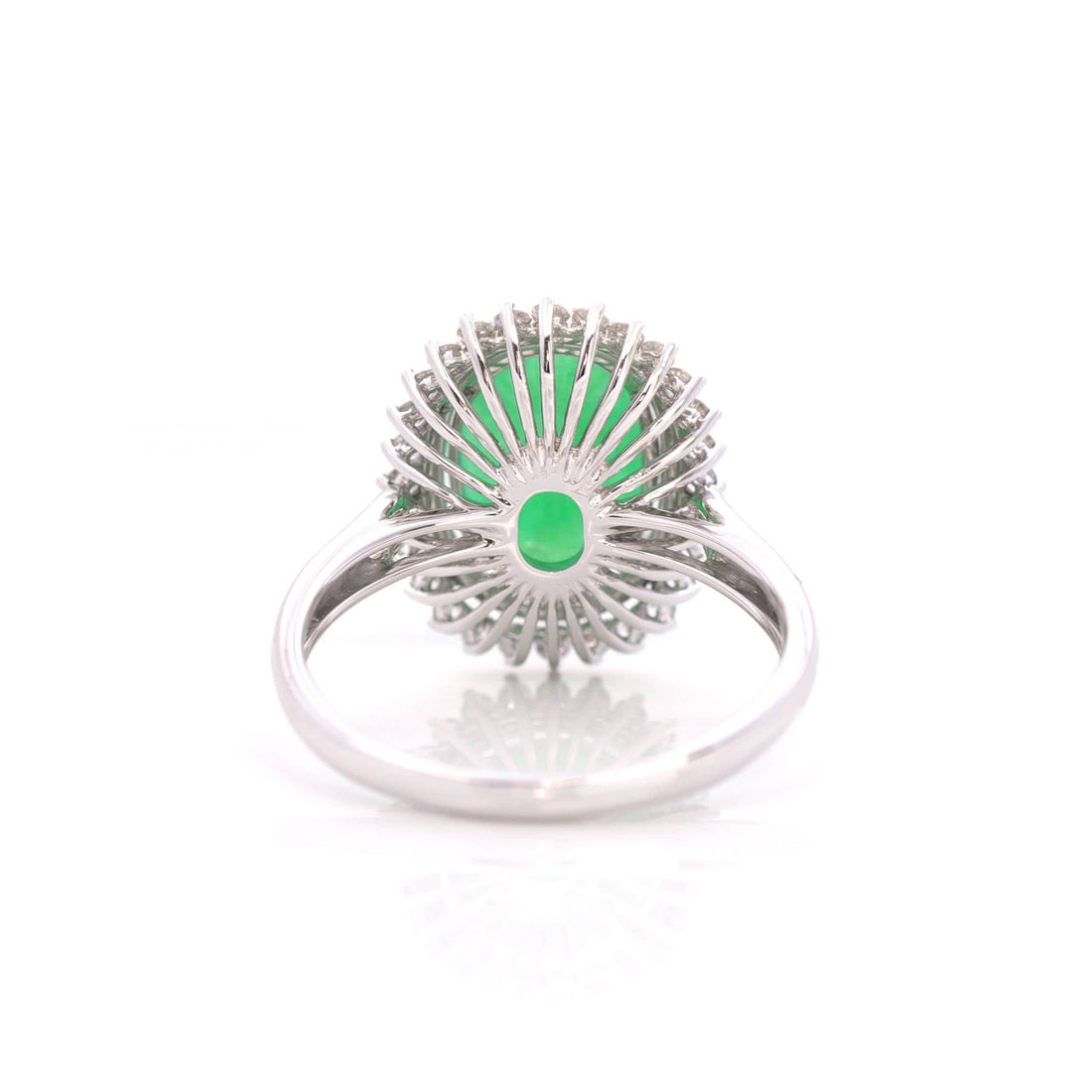 Baikalla Jewelry Jadeite Engagement Ring Baikalla™ "Classic Double Halo" 18k White Gold Natural Imperial Green Jadeite Engagement Ring With Diamonds