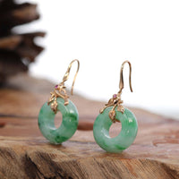 Baikalla Jewelry 18k Gold Jadeite Necklace 18k Rose Gold "Good Luck Birdie" genuine Green Jadeite Jade Earrings & Diamond