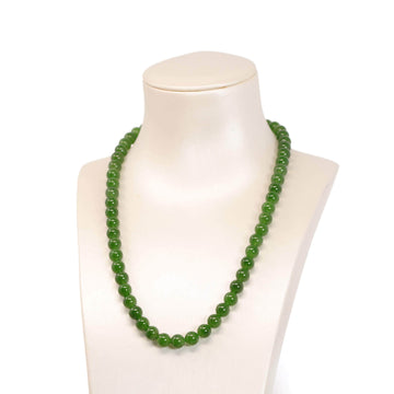 Baikalla Jewelry Jade Beads Necklace 18 in Baikalla Genuine High-quality Apple Green Nephrite Jade Round Beads Necklace ( 6mm )