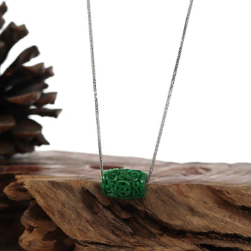 Baikalla Jewelry Jade Pendant Necklace Baikalla™ "Good Luck Button" Necklace Green Jadeite Jade Lucky TongTong Pendant Necklace