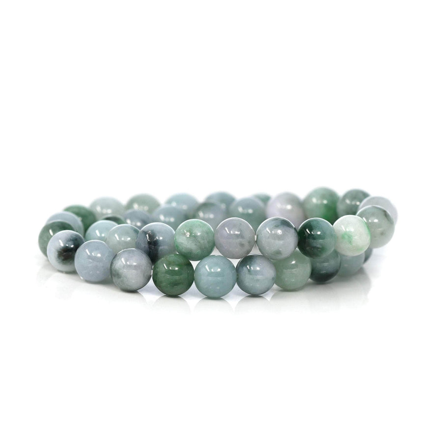 Baikalla Jewelry jade beads bracelet 6.5 inches Genuine Jadeite Jade 10mm Round Blue Green Multiple Color Beads Bracelet (10mm)