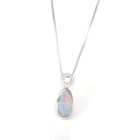 Baikalla Jewelry Gemstone Pendant Necklace Baikalla™ Sterling Silver Freeform Australian Blue Opal Bezel Set Necklace