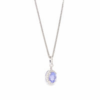 Baikalla Jewelry gemstone jewelry 14k White Gold Oval Tanzanite Necklace With Diamonds