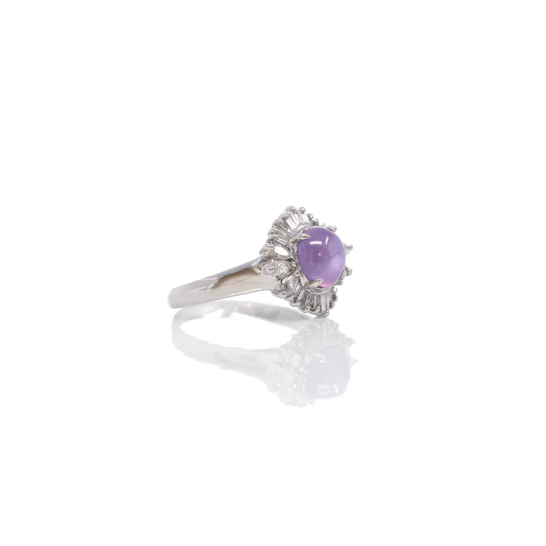 Baikalla Jewelry Natural Pink Star Sapphire Ring Platinum Gold Natural Pink Star Sapphire Ring with Diamonds