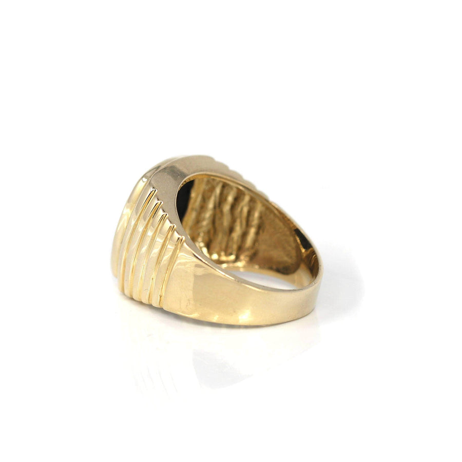 Baikalla Jewelry Gold Onyx Men's Ring 14k Yellow Gold Black Onyx Men's Ring