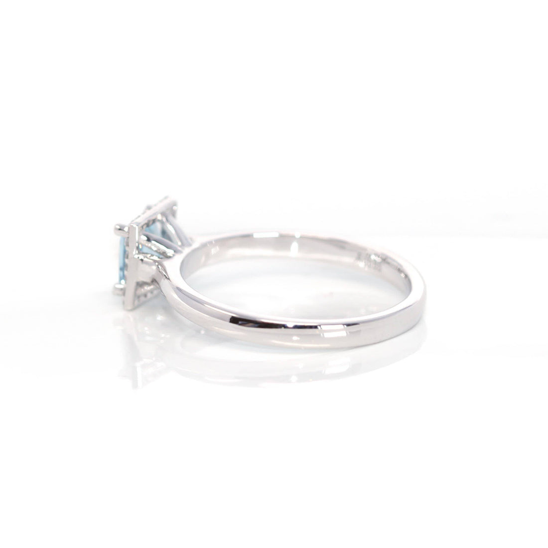 Baikalla Jewelry Gold Ruby Ring 14k White Gold Natural Square Aquamarine Diamond Anniversary Ring