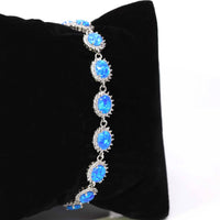 Baikalla Jewelry Silver Gemstone Bracelet Baikalla™ Sterling Silver Lab-Created Classic Oval Opal Cute Bracelet With CZ
