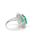 Baikalla Jewelry 14k gold emerald ring 14k White Gold Natural Emerald Ring with Diamonds