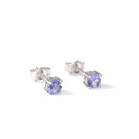 Baikalla Jewelry Gold Gemstone Earrings Purple Tanzanite Earrings Baikalla™ 14k White Gold Natural Tanzanite 4 Prong Stud Earrings