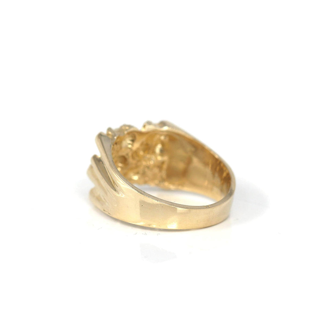 Baikalla Jewelry Gold Diamond Men's Ring 14k Solid Yellow Gold Nugget Men's Band Ring