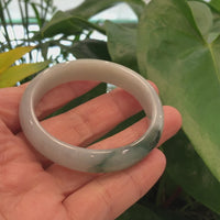 Genuine Burmese Ice Blue Oval Jadeite Jade Bangle (53.32 mm) #344