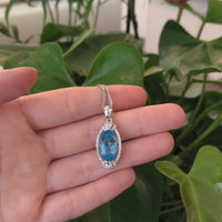 Sterling Silver Natural Topaz Luxury Pendant Necklace With CZ