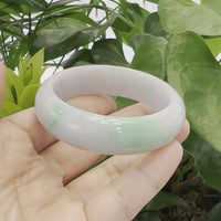Genuine White & Green Burmese Jadeite Jade Bangle Bracelet (57.02 mm) #965