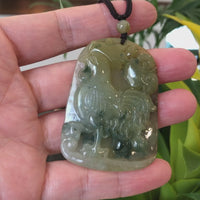 Natural Honey Yellow Jadeite Jade "Rooster" Pendant Necklace For Men, Collectibles.