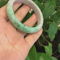 Genuine Burmese Green Jadeite Jade Bangle Bracelet (58.2 mm) #193