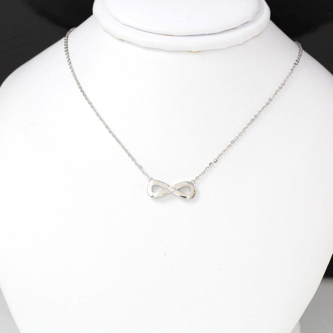 Baikalla Jewelry Gold Diamond Necklace 18K White Gold Infinity .03 CTW Diamond Pendant Necklace