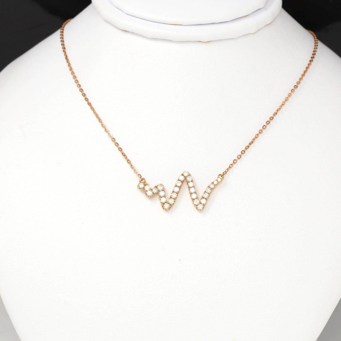Baikalla Jewelry Gold Diamond Necklace Baikalla™ "The Beat of your Heart" 18K Rose Gold 0.365 CTW Heart Beat Diamond Pendant Necklace