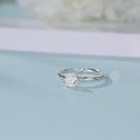 Baikalla™ "Galena" Sterling Silver Moissanite 6 Prong Solitaire Rope Promise Ring