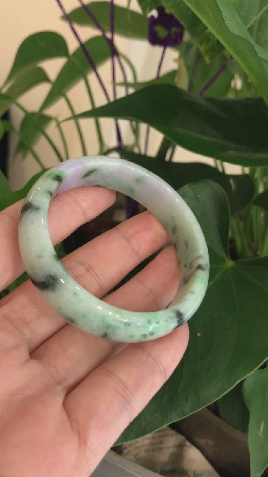 Natural Jadeite Lavender Green Bangle Bracelet (54mm)#SZS1006