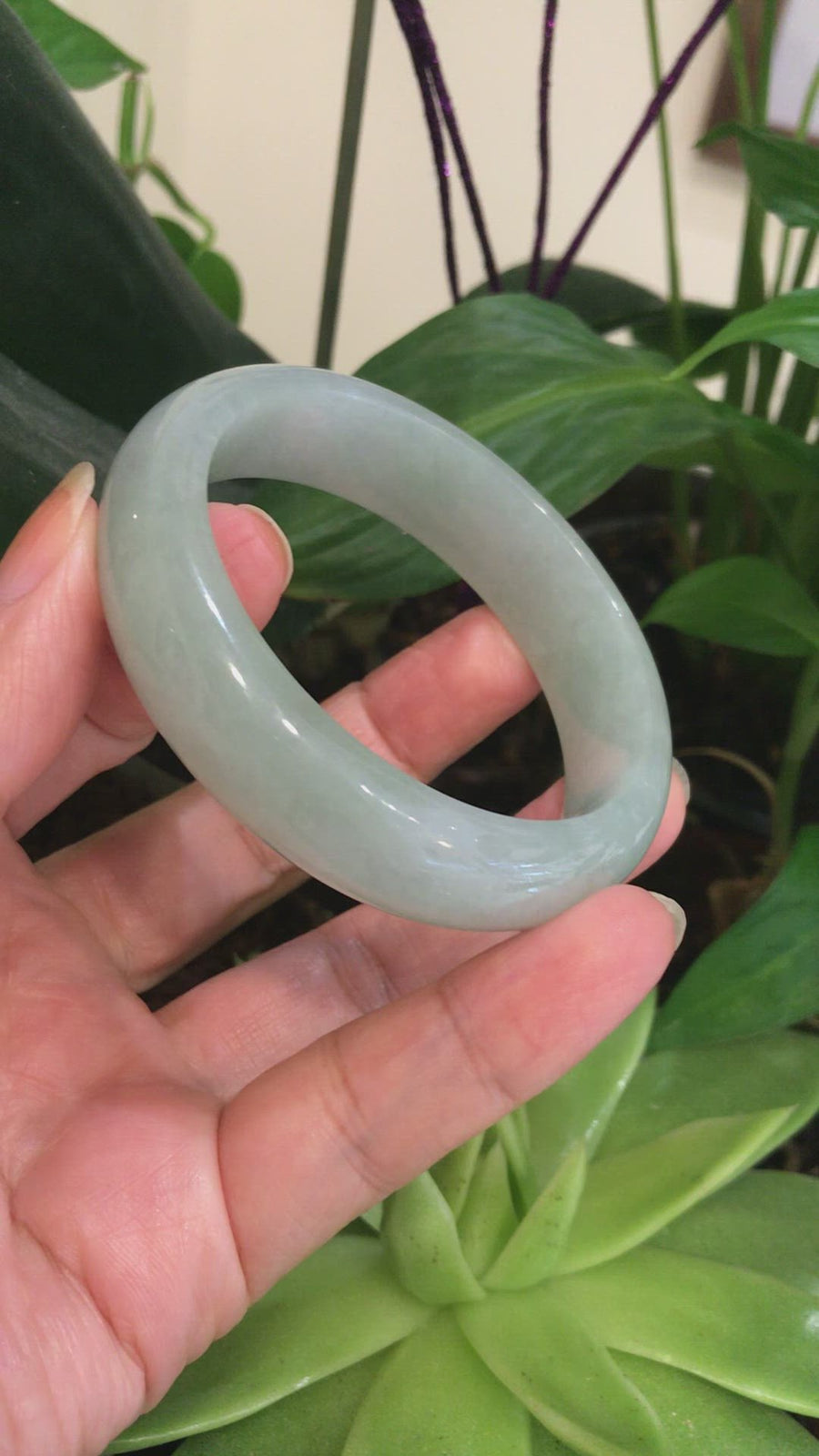 Genuine Burmese Ice Jadeite Jade Bangle Bracelet ( 57.4 mm )#109