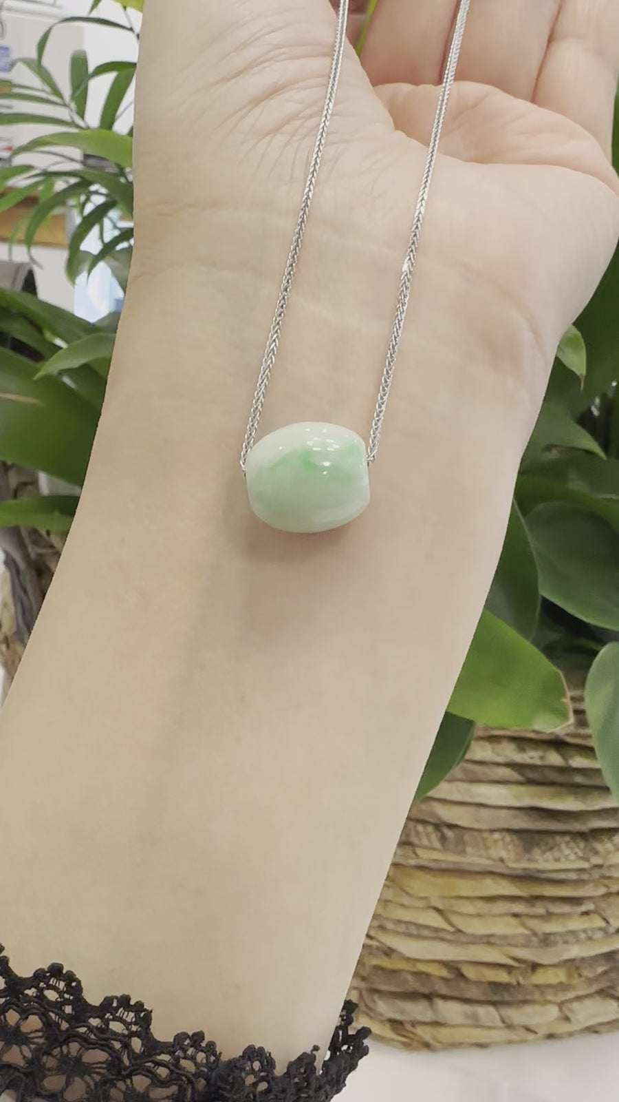 Baikalla™ "Good Luck Button" Necklace Rich Apple Green Jade Lucky TongTong Pendant Necklace