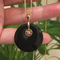 Baikalla "Good Luck Button" Necklace Black Jadeite Jade Lucky KouKou Pendant Necklace
