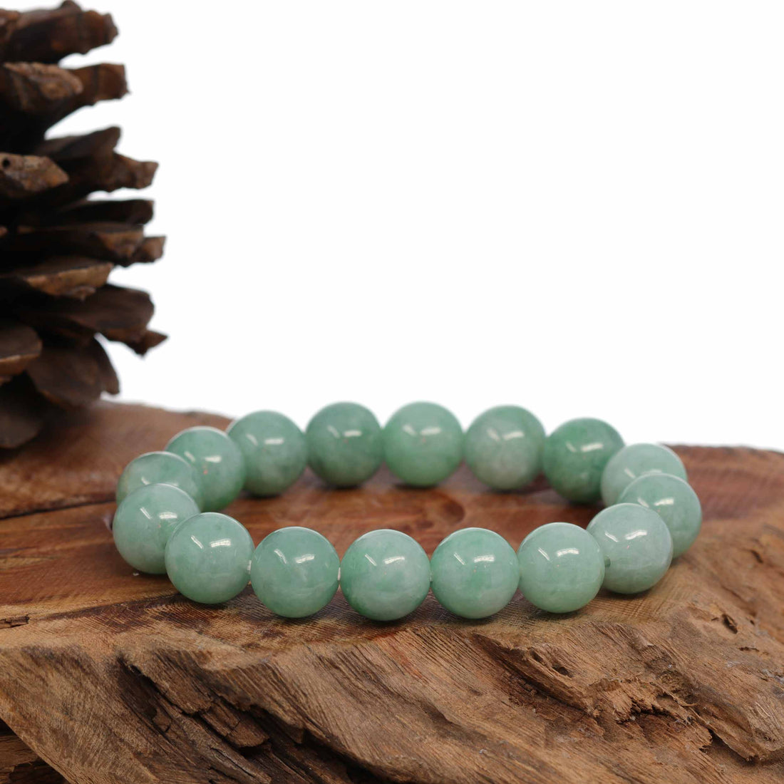 Baikalla Jewelry jade beads bracelet Jadeite Jade 13mm Round Green Beads Bracelet ( 13 mm )