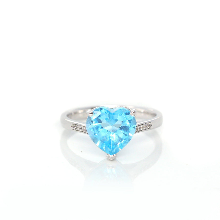 Baikalla Jewelry Gemstone Ring 6 Baikalla™ Sterling Silver Sky Blue Topaz Love Heart Ring