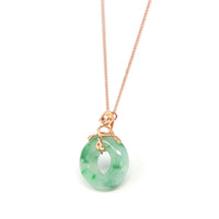 Baikalla Jewelry 18k Gold Jadeite Necklace Baikalla™ "Good Luck Birdie" 18k Rose Gold Genuine Burmese Jadeite Lucky Pendant Necklace With AA Ruby & Diamond