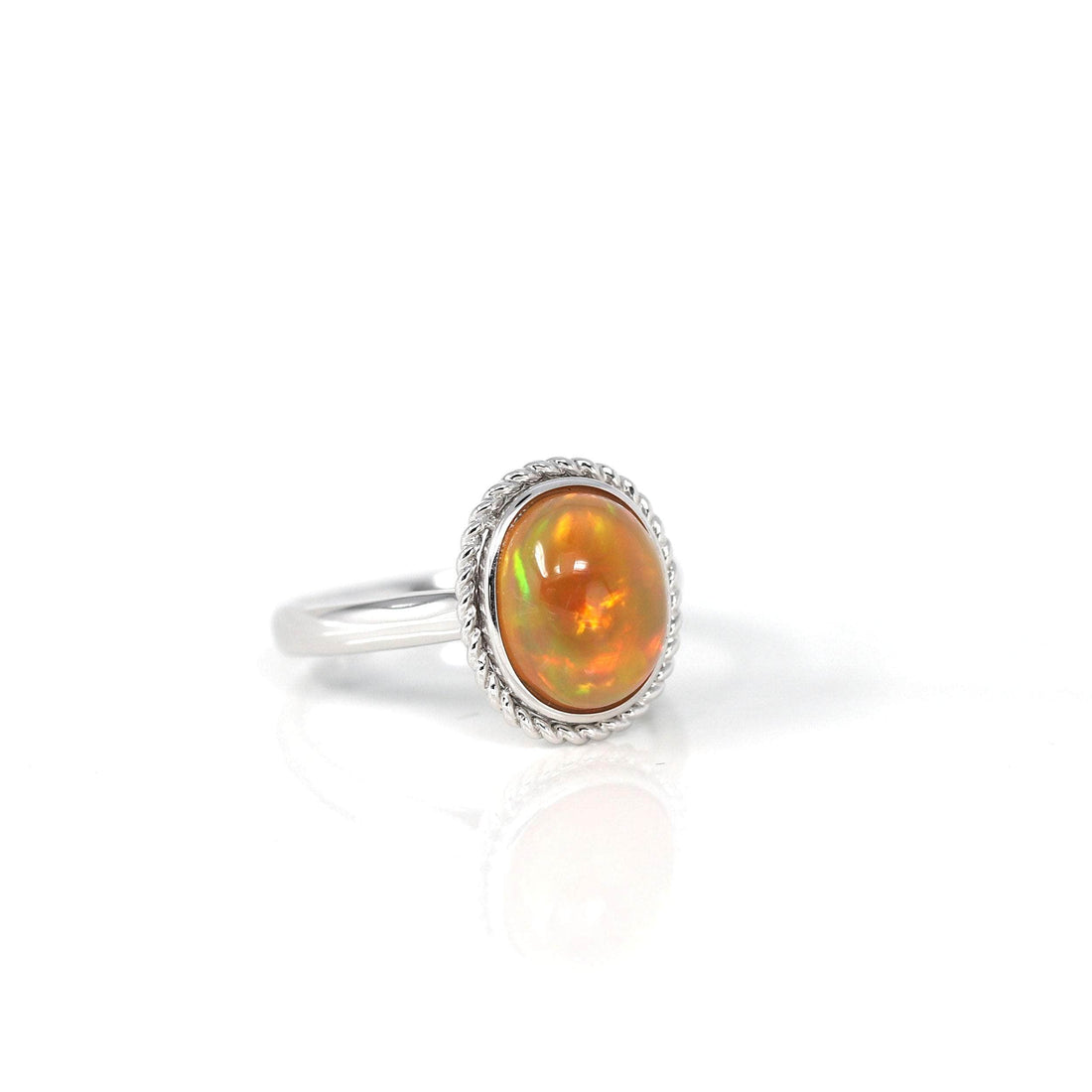 Baikalla Jewelry Gold Opal Ring Baikalla™ "Charlotte" 18K Gold Ethiopian Opal Rope Ring