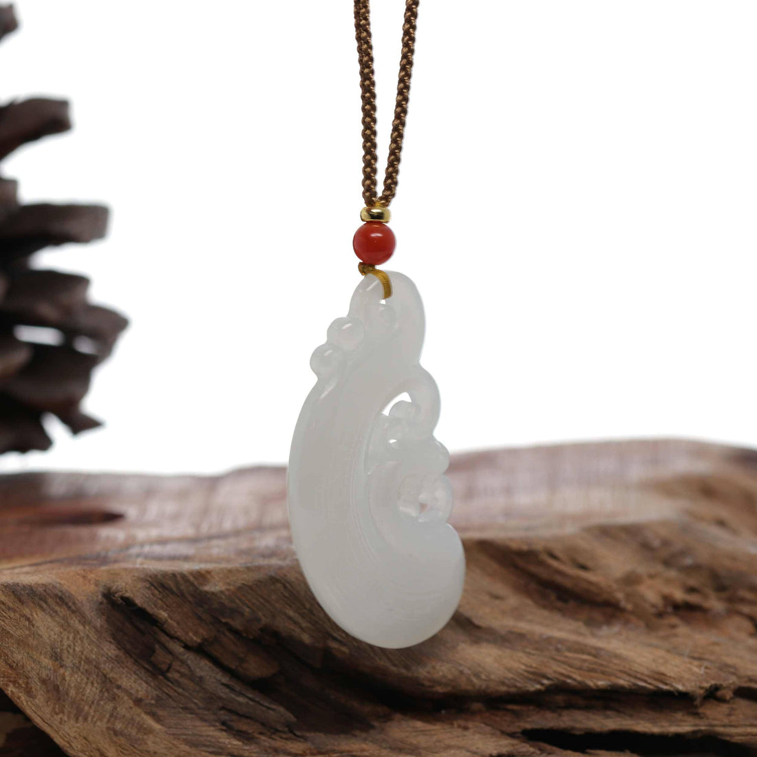 Baikalla Jewelry Jade Pendant Necklace Baikalla™ "Classic Dragon & Phoenix" Genuine HeTian White Nephrite Jade LongFeng Pendant Necklace