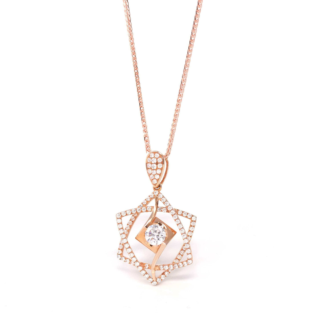 Baikalla Jewelry gemstone jewelry Pendant Only 18k Rose Gold Star Necklace with CZ