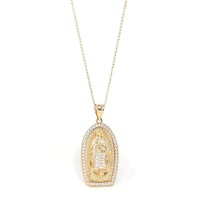 Baikalla Jewelry 14K Pure Yellow Gold Pendant Pendant Only 14K Yellow Gold Mother Maria Pendant Necklace With SI Diamonds