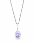 Baikalla Jewelry gemstone jewelry Pendant Only 14k White Gold Oval Tanzanite Necklace With Diamonds