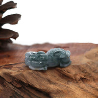 Baikalla Jewelry genuine jadeite carving Genuine Burmese Ice deep Blue Green Jadeite Jade PiXiu Pendant Necklace
