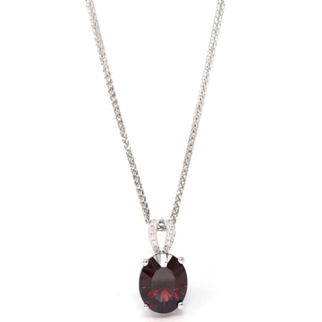 Baikalla Jewelry gemstone jewelry Pendant Only 14k White Gold Natural Garnet Necklace With Diamonds