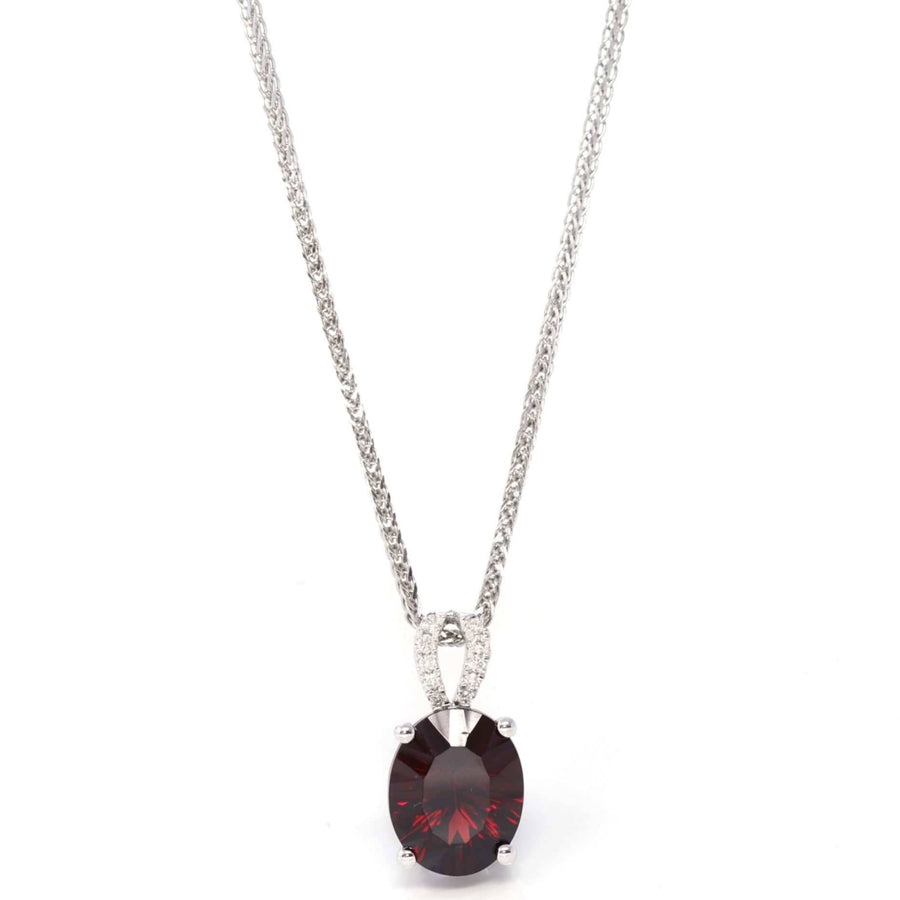 Baikalla Jewelry gemstone jewelry Pendant Only 14k White Gold Natural Garnet Necklace With Diamonds