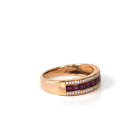 Baikalla Jewelry Gold Sapphire Ring 5 18k Rose Gold Natural Ruby Channel Set Band Ring with Diamonds