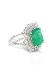 Baikalla Jewelry 14k gold emerald ring 14k White Gold Natural Emerald Ring with Diamonds