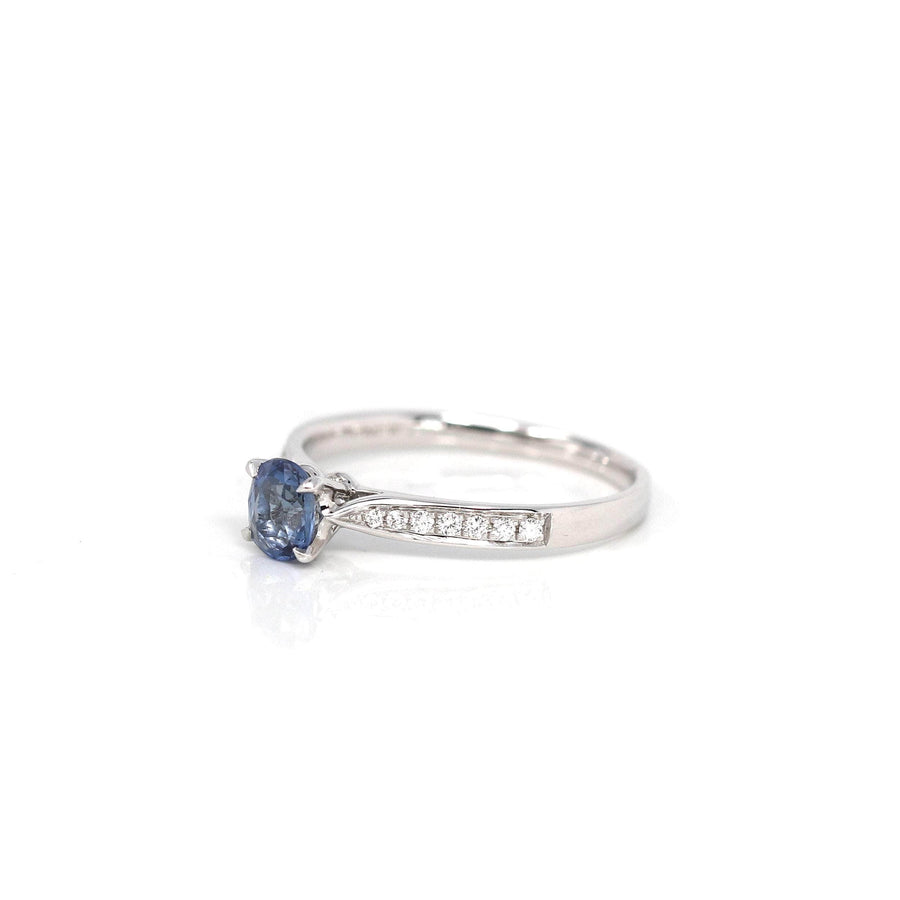 Baikalla Jewelry Gold Sapphire Ring 5 18k White Gold Natural Blue Sapphire Ring with Diamonds