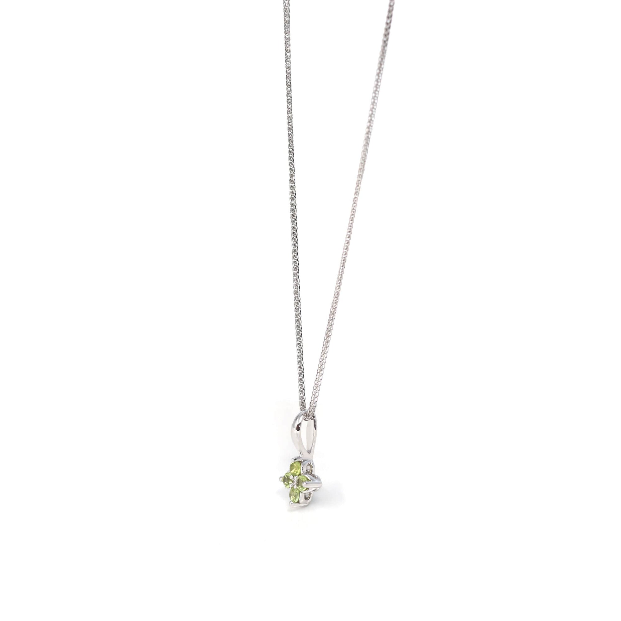 Baikalla Jewelry Gemstone Pendant Necklace 14k White Gold AA Four Styles Of Birthstones, 4 stone Necklace with Diamonds