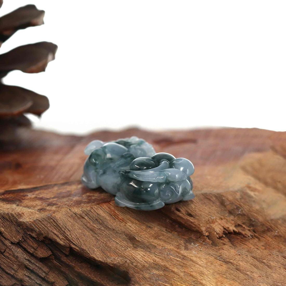 Baikalla Jewelry genuine jadeite carving Genuine Burmese Ice Blue Jadeite Jade PiXiu Pendant Necklace