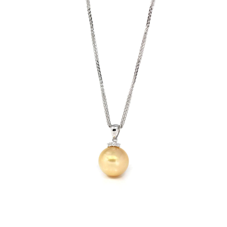 Baikalla Jewelry Gemstone Pendant Necklace 18k White Gold Golden Pearl Necklace With Diamond