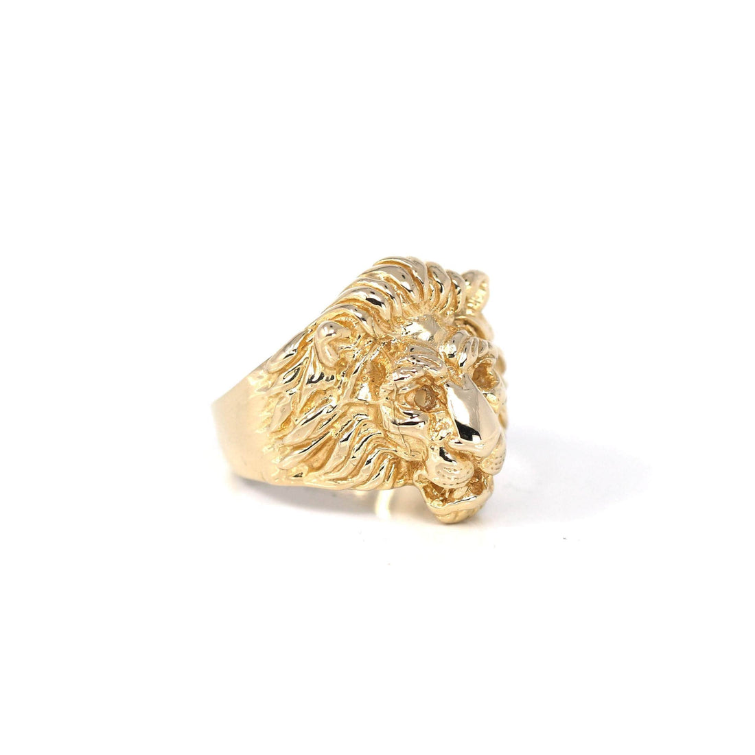 Baikalla Jewelry Gold Diamond Men's Ring 8.5 14k Solid Yellow Gold Nugget Men's Lion Band Ring